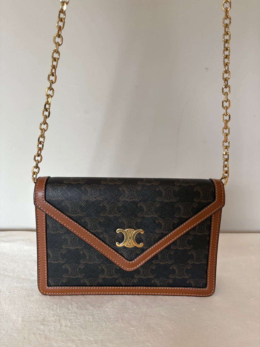 Celine Triomphe Margo PVC & leather Chain Wallet Brown