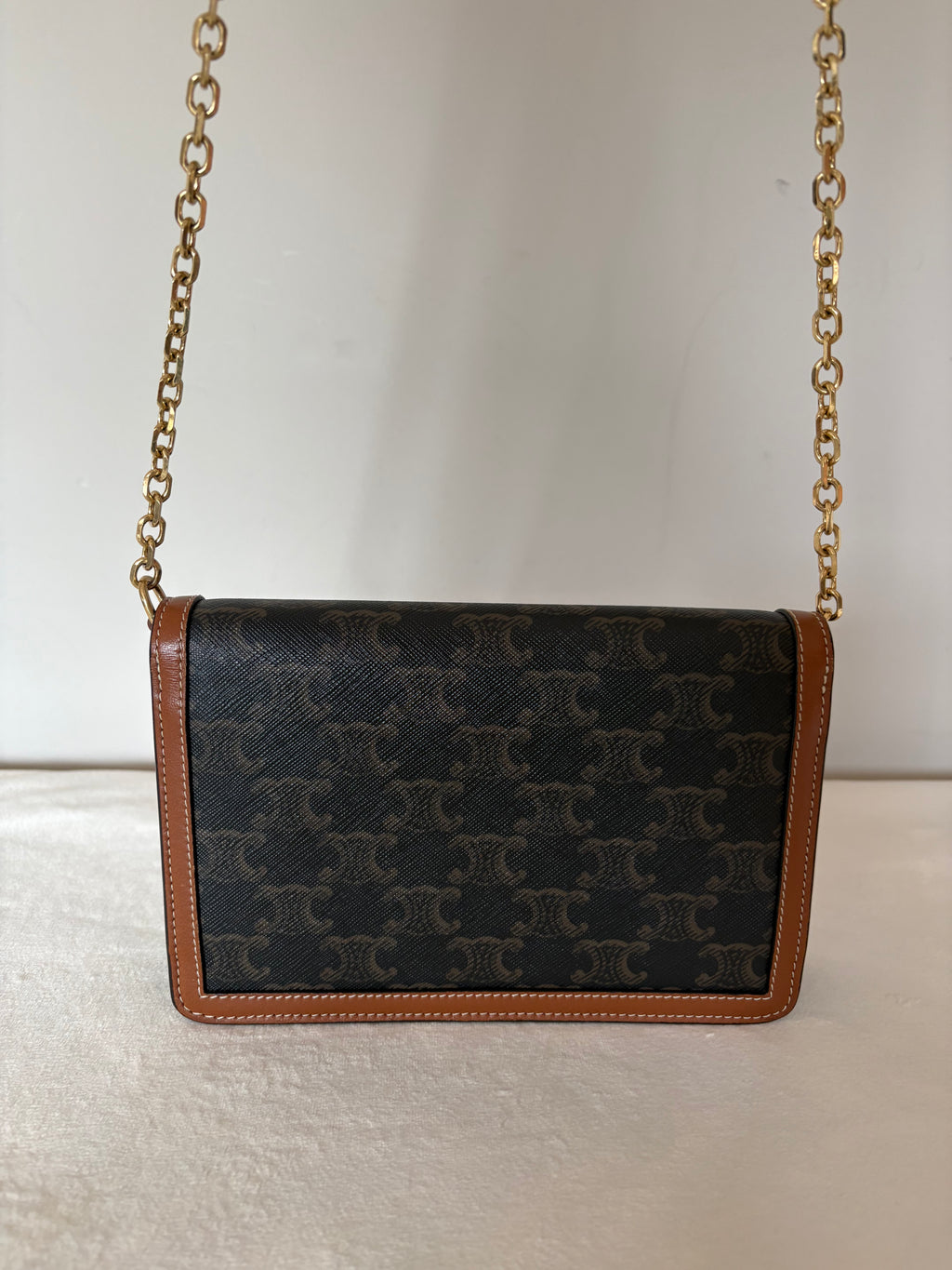 Celine Triomphe Margo PVC & leather Chain Wallet Brown