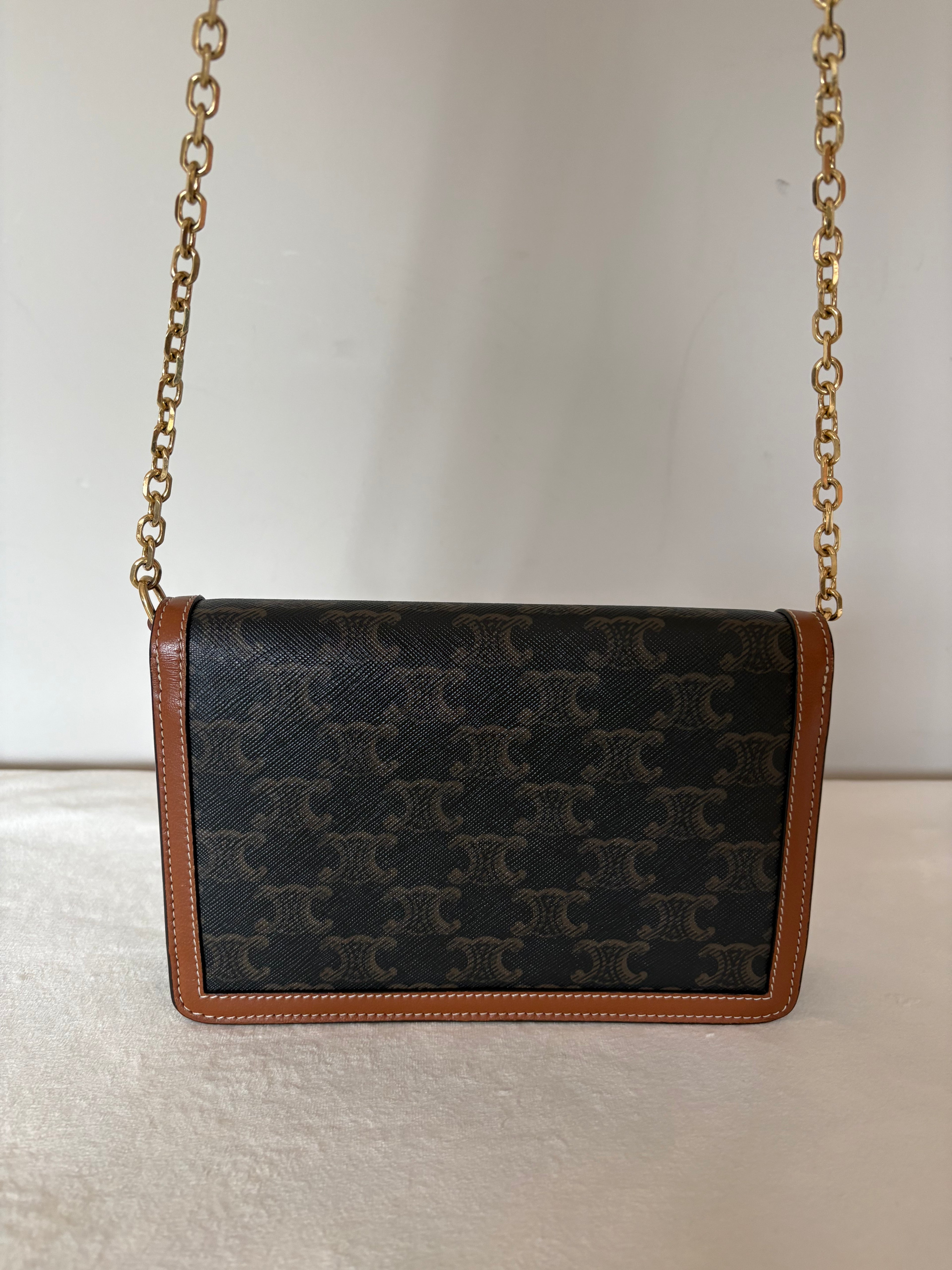 Celine Triomphe Margo PVC & leather Chain Wallet Brown