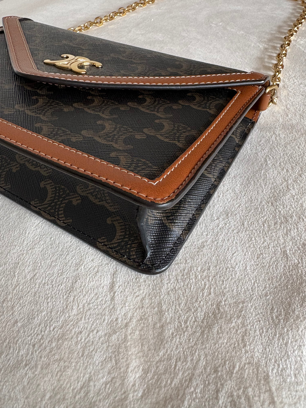 Celine Triomphe Margo PVC & leather Chain Wallet Brown