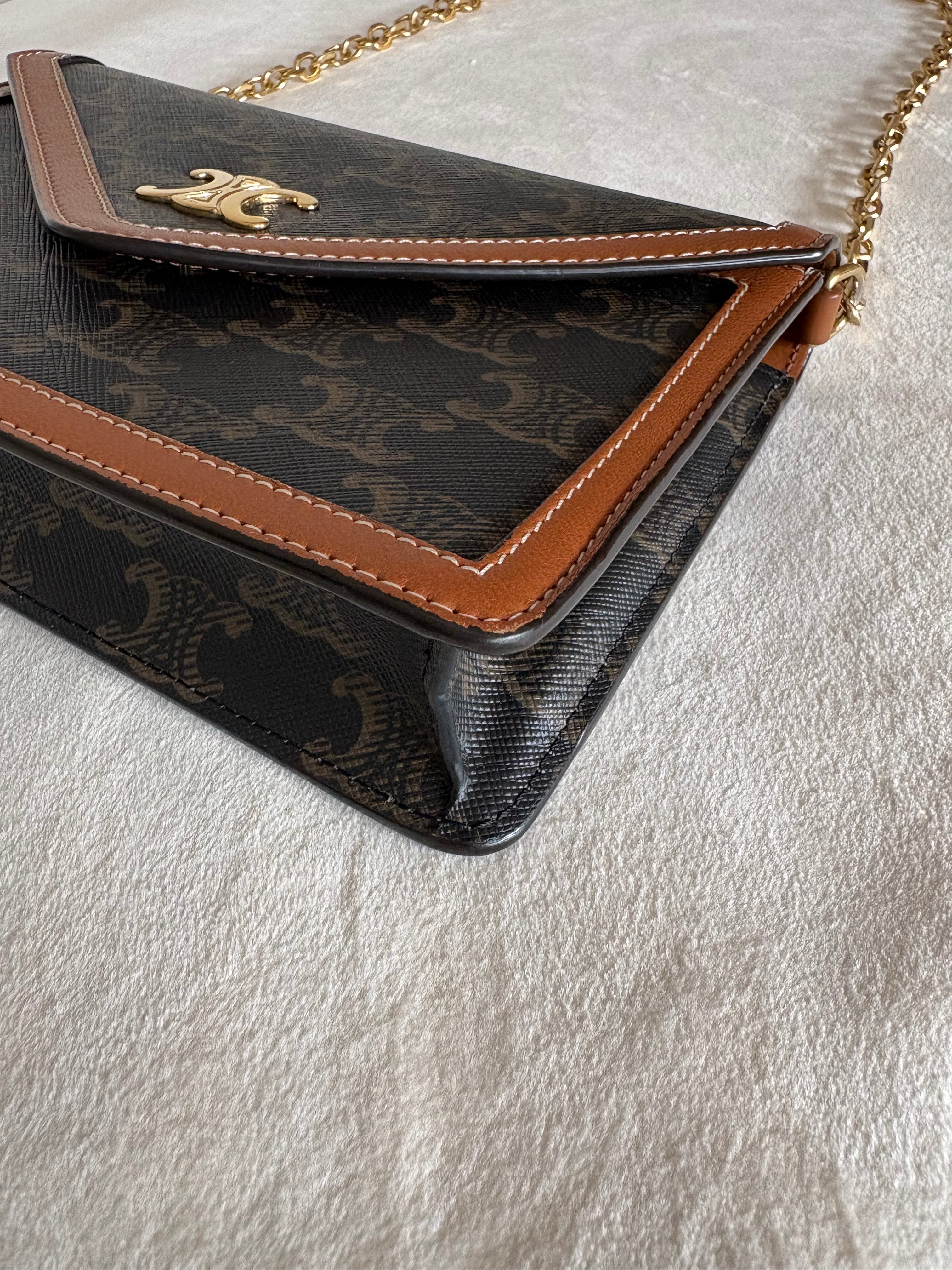 Celine Triomphe Margo PVC & leather Chain Wallet Brown
