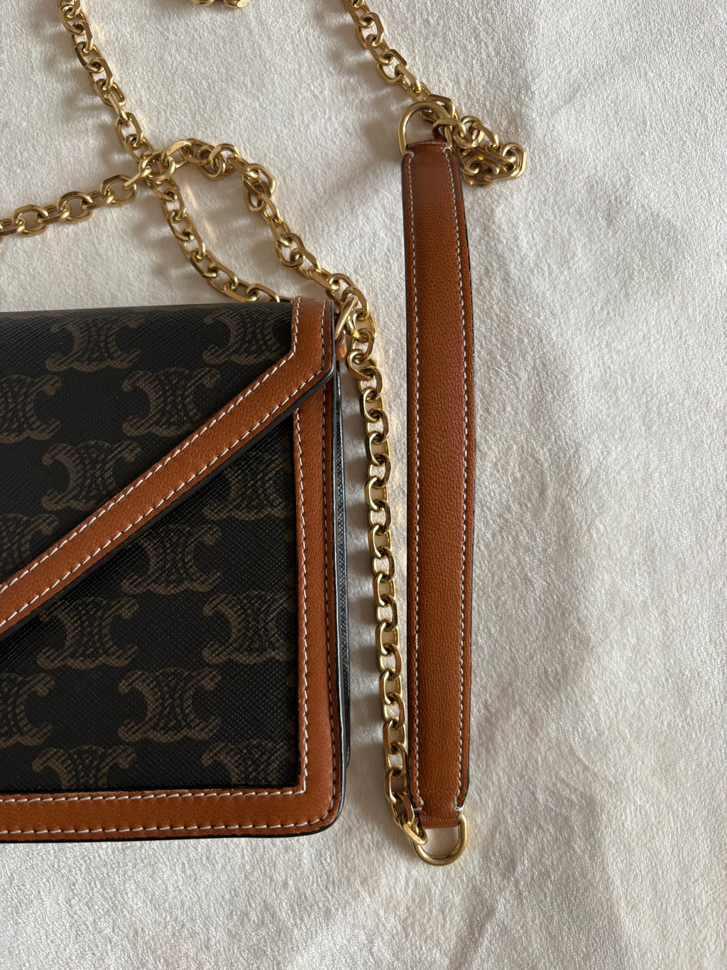 Celine Triomphe Margo PVC & leather Chain Wallet Brown