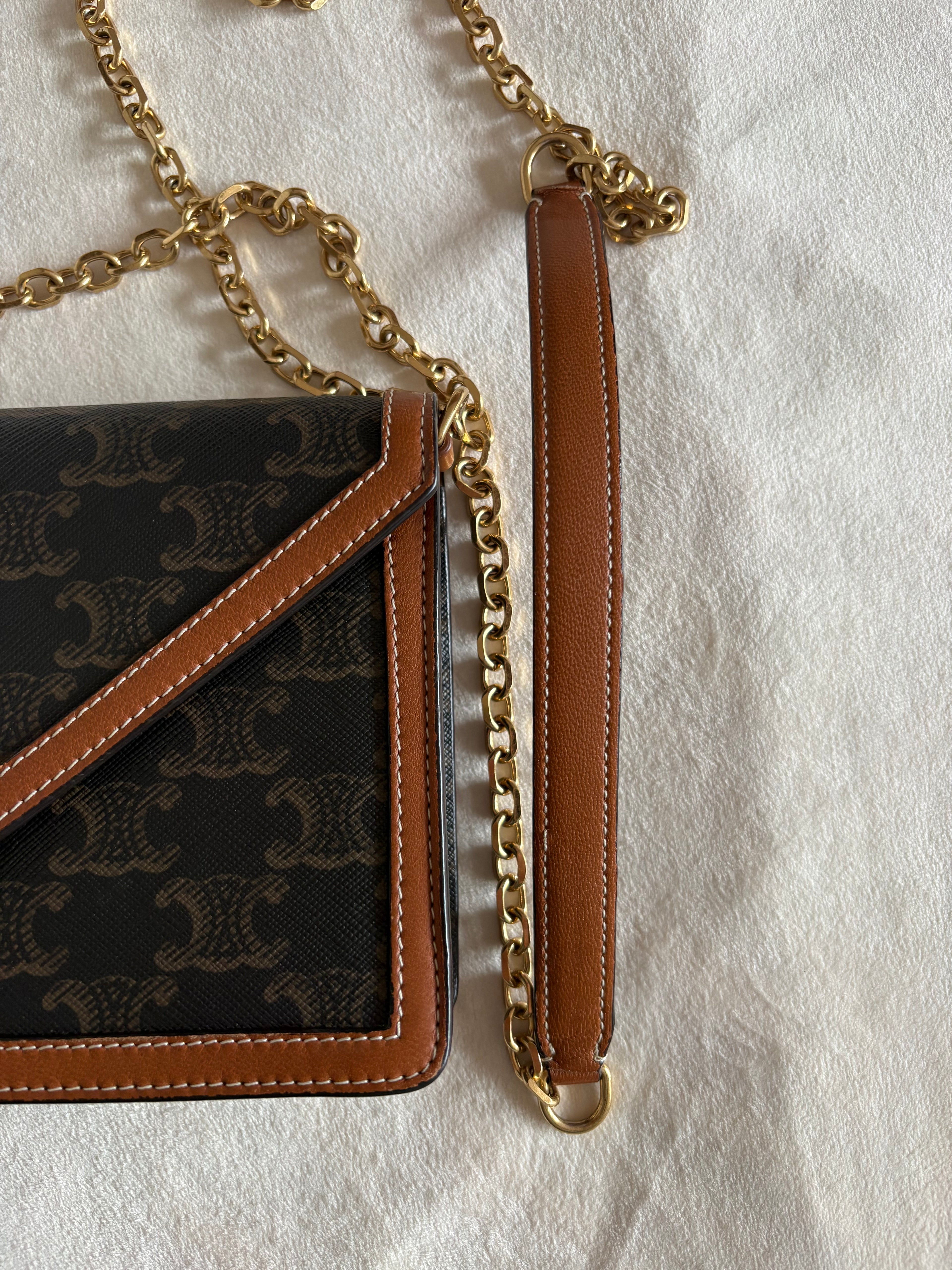 Celine Triomphe Margo PVC & leather Chain Wallet Brown