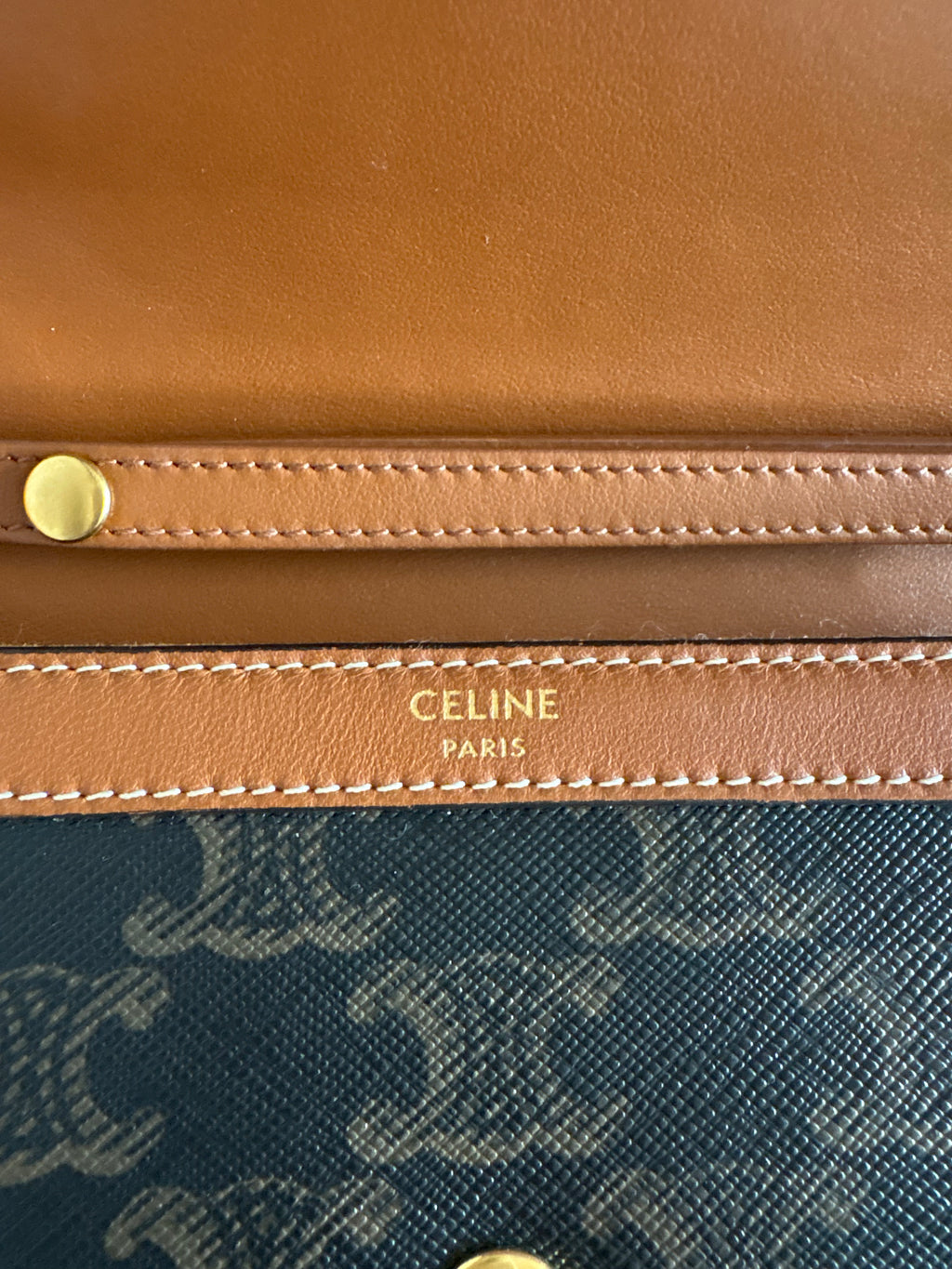 Celine Triomphe Margo PVC & leather Chain Wallet Brown