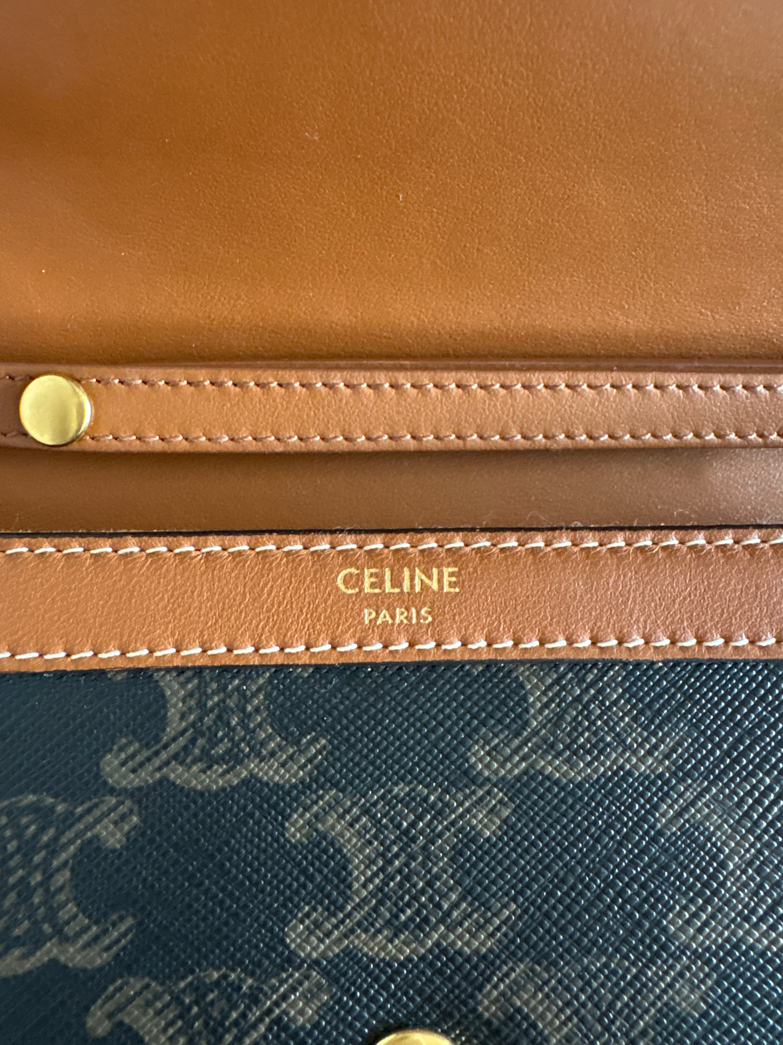 Celine Triomphe Margo PVC & leather Chain Wallet Brown