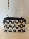 Celine Triomphe Canvas & Leather Chain Shoulder Bag Beige x