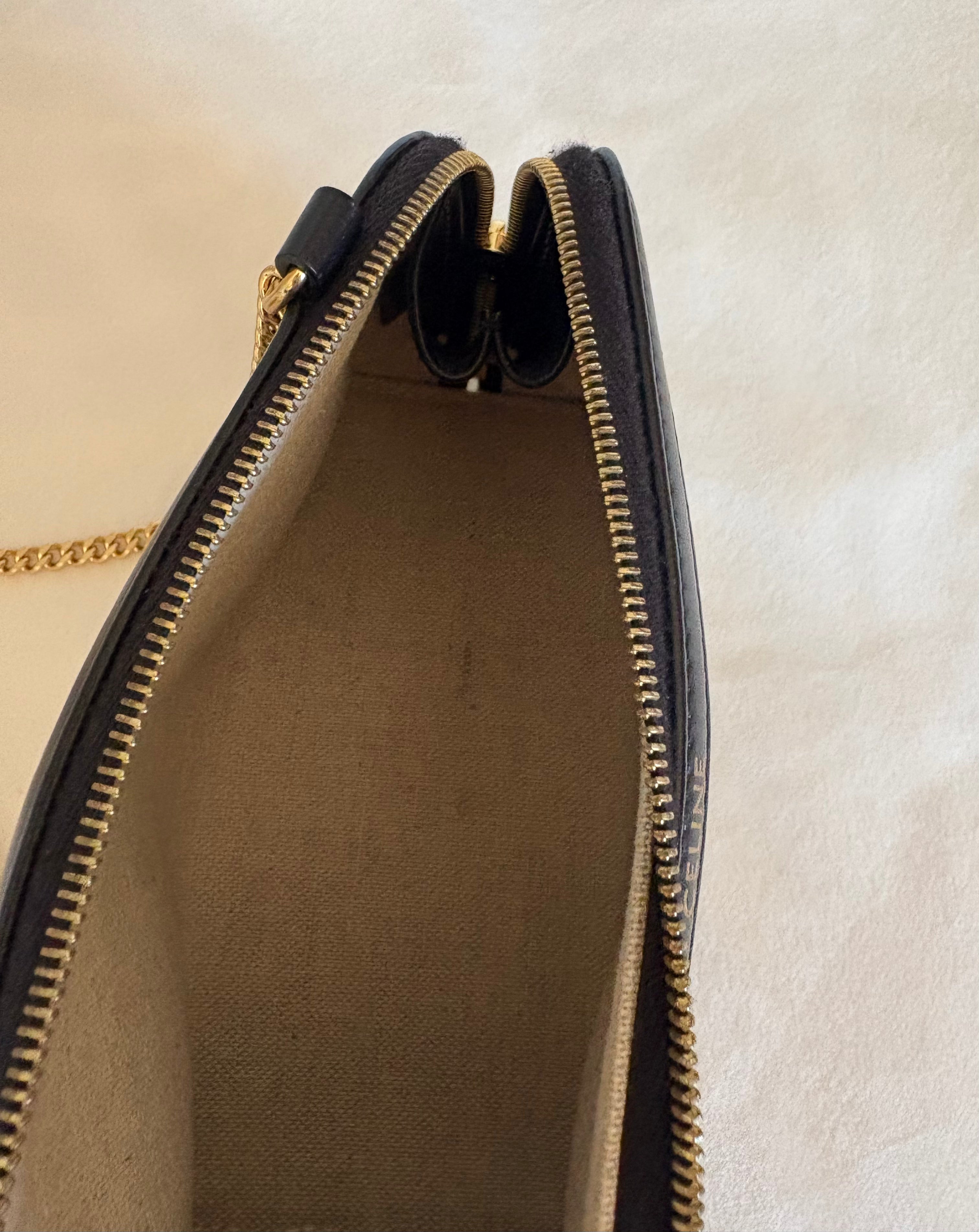 Celine Triomphe Canvas & Leather Chain Shoulder Bag Beige x