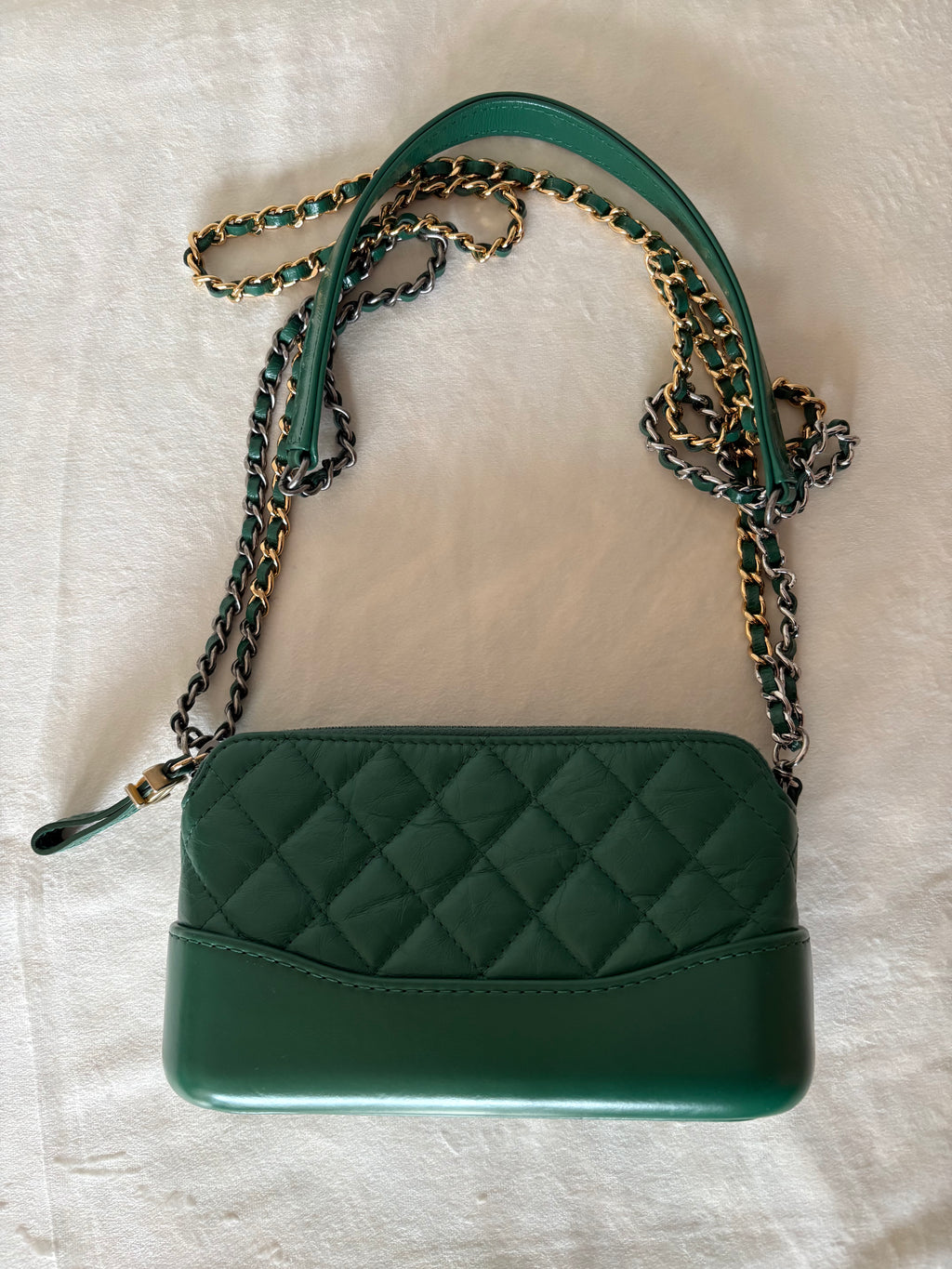 Chanel Matelassé Chain Shoulder Bag Green