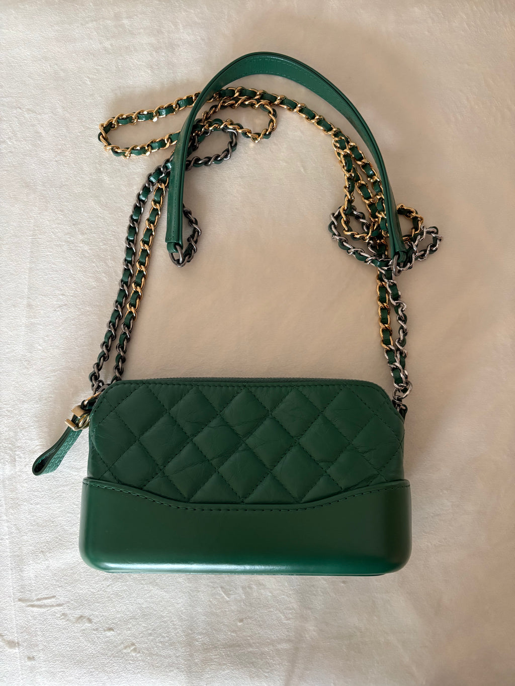 Chanel Matelassé Chain Shoulder Bag Green