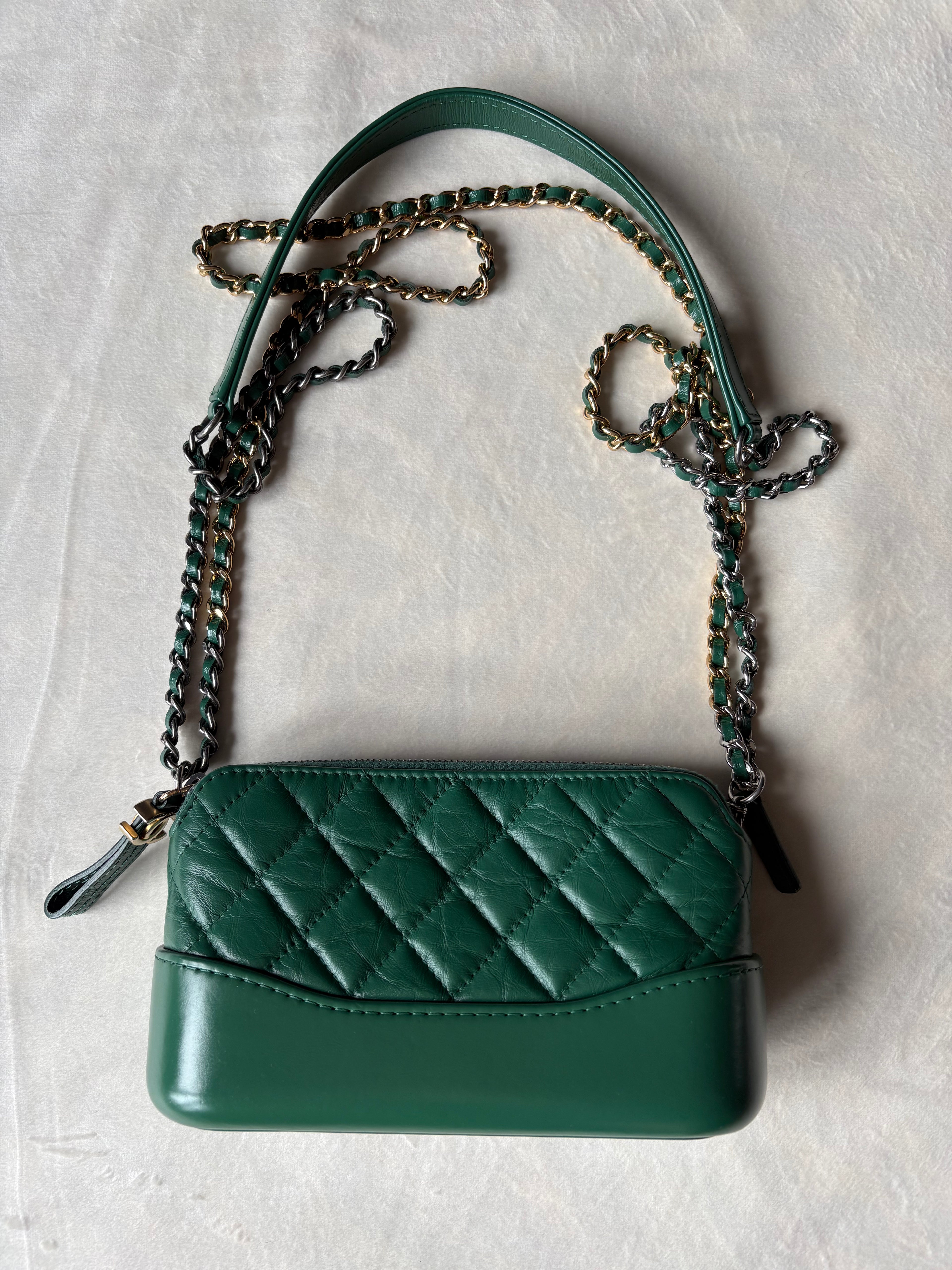Chanel Matelassé Chain Shoulder Bag Green