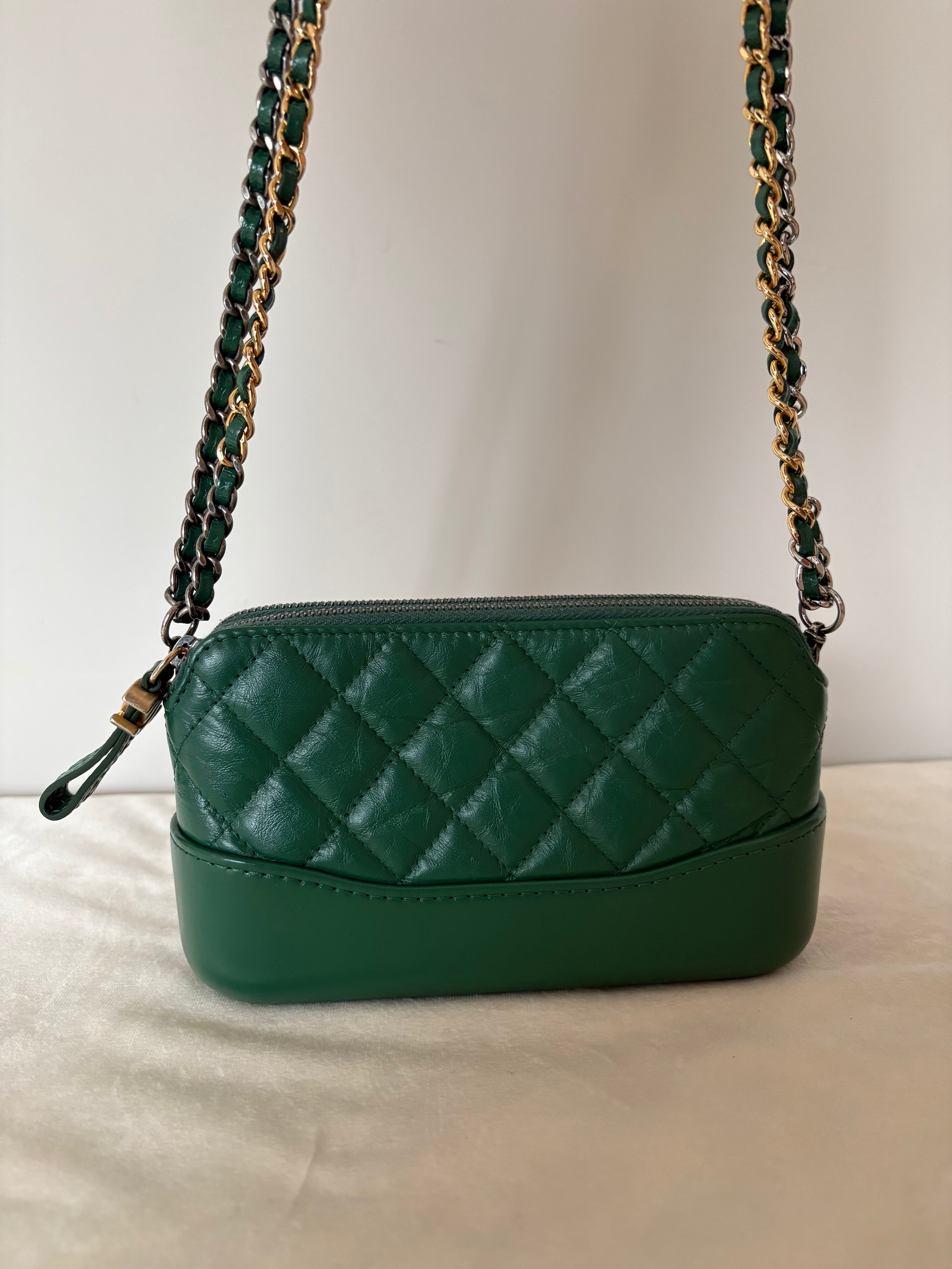 Chanel Matelassé Chain Shoulder Bag Green