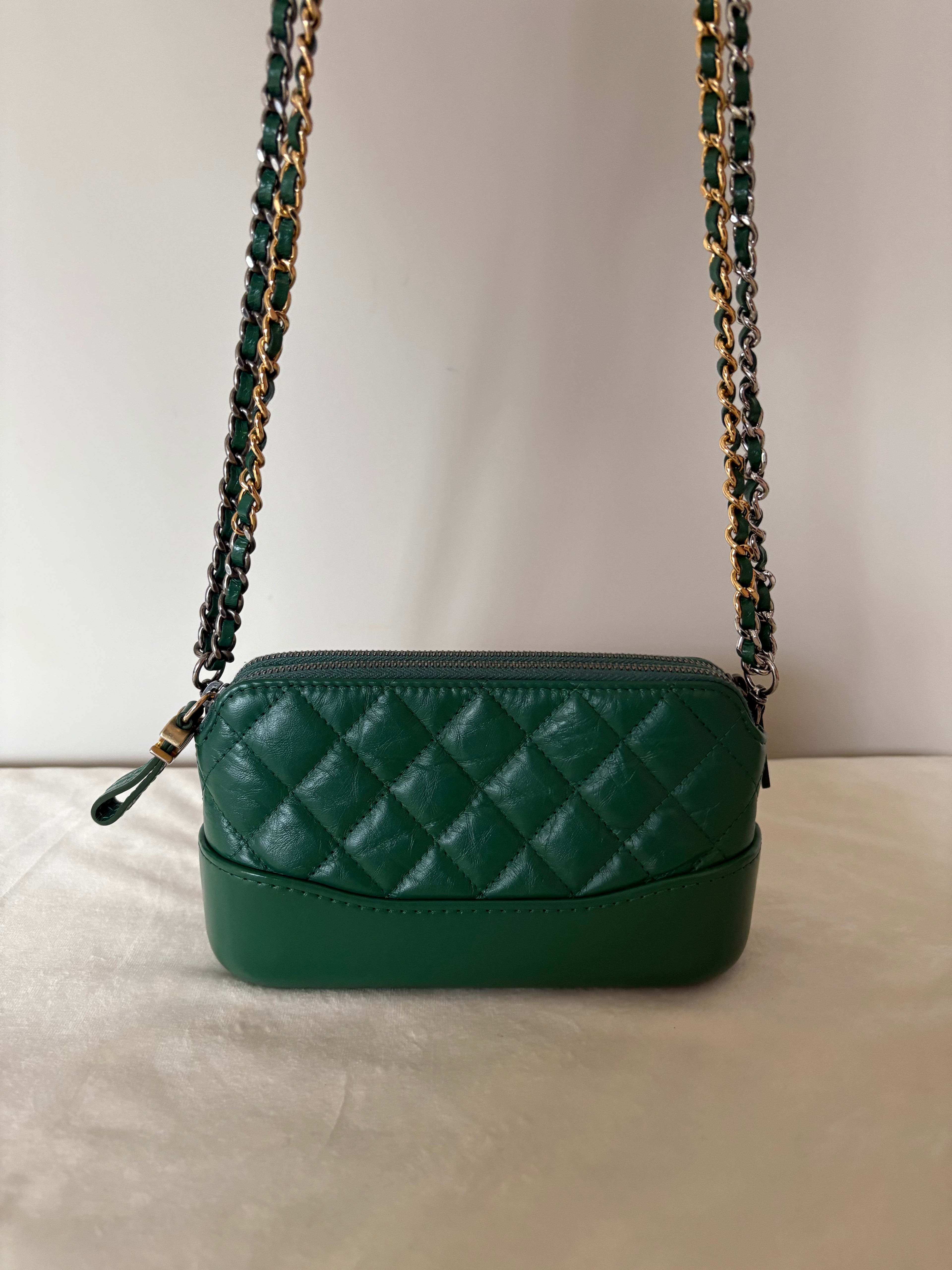 Chanel Matelassé Chain Shoulder Bag Green