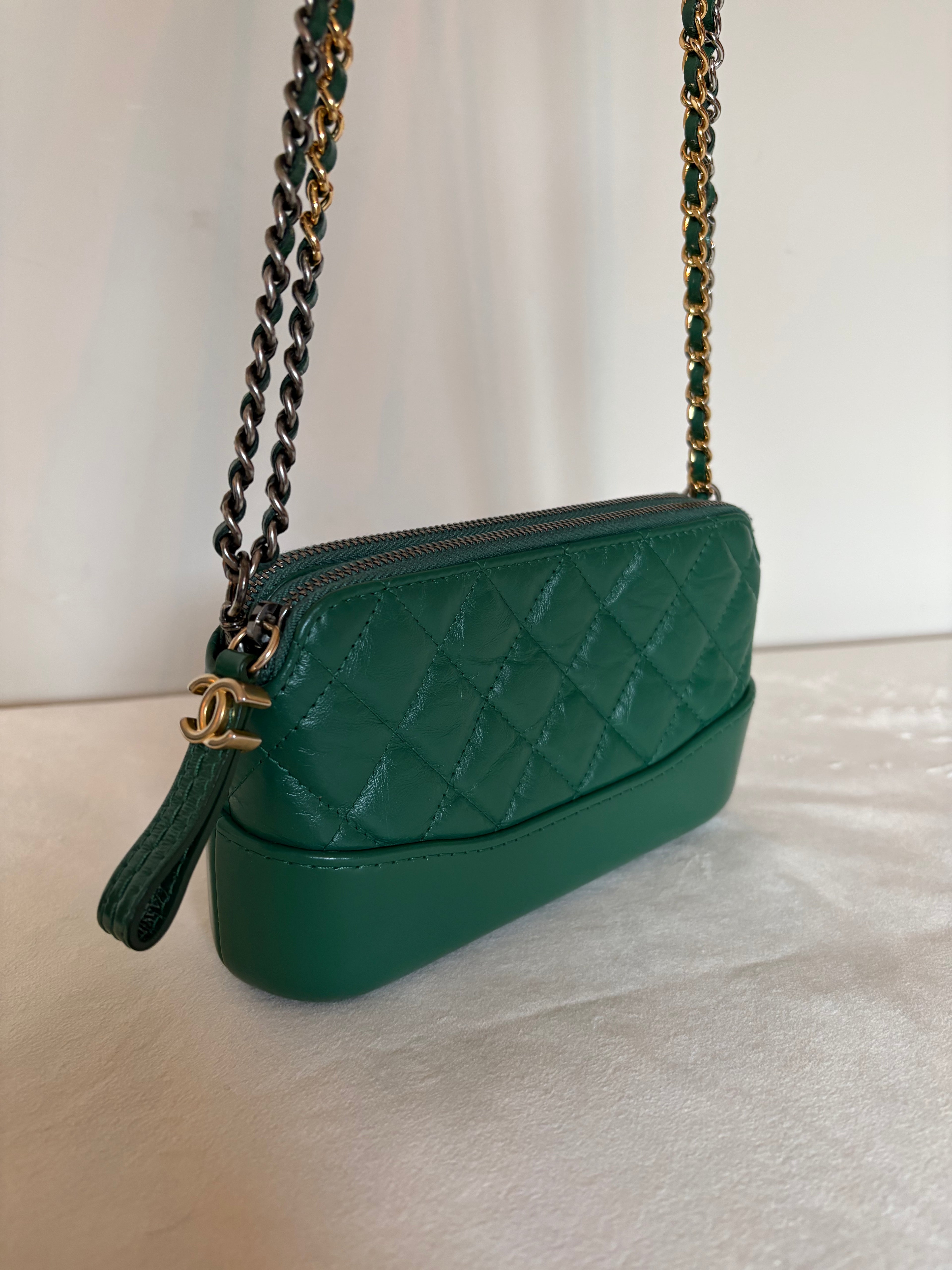 Chanel Matelassé Chain Shoulder Bag Green