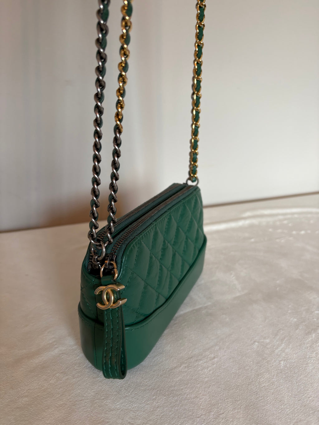 Chanel Matelassé Chain Shoulder Bag Green
