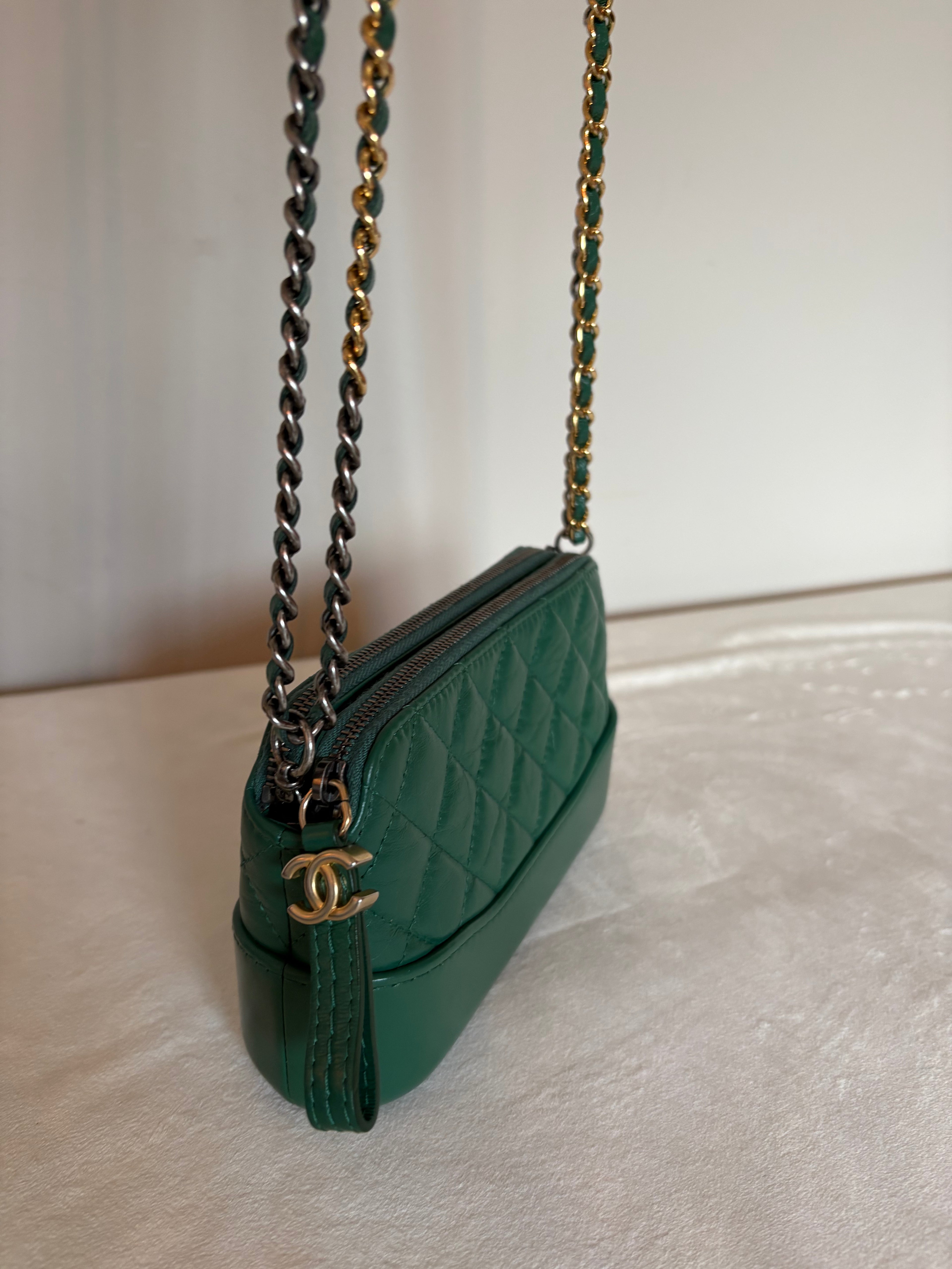 Chanel Matelassé Chain Shoulder Bag Green