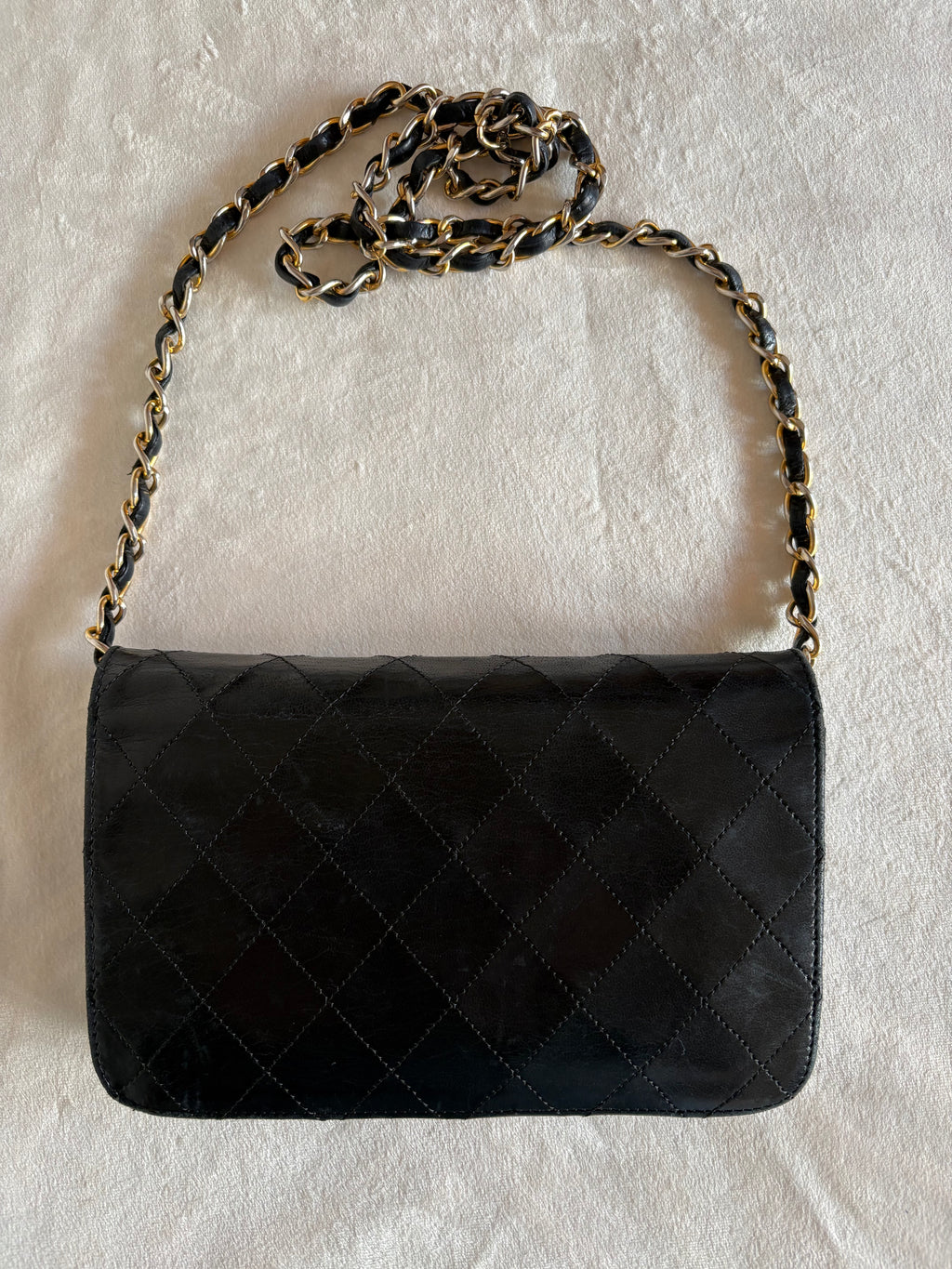 Chanel Chantel Matelassé Lambskin Chain Shoulder Bag Black